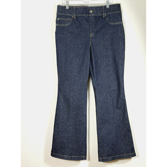 Spanx Everywear Flare Jeans Size 1X Petite Raw Indigo High Rise Shaping 21266Q